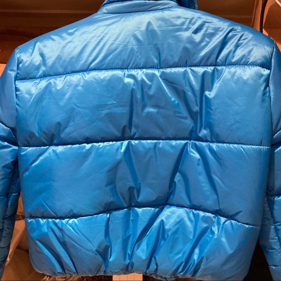 BAR III Cropped Blue Puffer  winter Jacket Coat - Picture 5 of 5